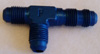 ALUMINUM BULKHEAD TEE ON THE RUN,AND THEY ARE BLUE IN COLOR.