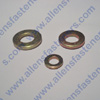 GRADE 8 SAE THICK FLAT WASHER,ARE PLATED YELLOW ZINC (GOLD),O.D. AND THICKNESS IS LISTED + OR - .005. DOMESTIC